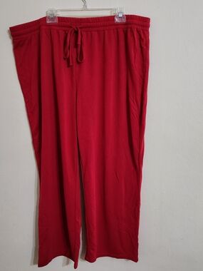 CJ Banks Red Wide Leg Drawstring Pants